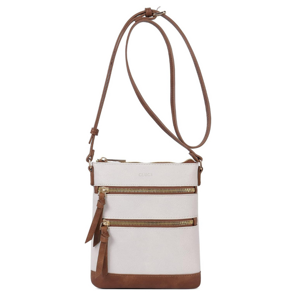 Women's Small Multi Zipper Pocket Crossover Travel Handbag