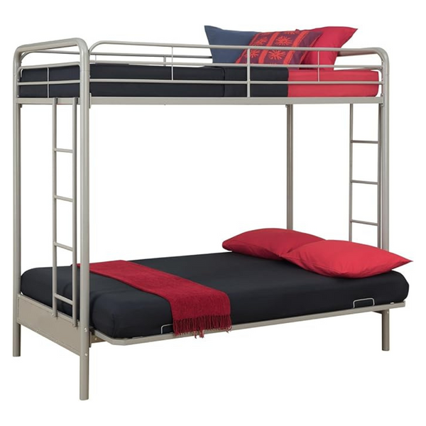 DHP Sammie Twin Over Futon Convertible Couch & Metal Bunk Bed