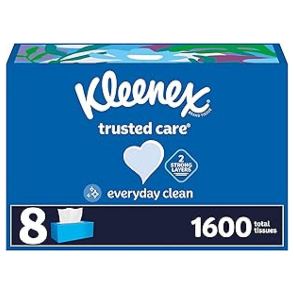 8 Boxes Of Kleenex Trusted Care Facial Tissues, 1600 Total Tissues