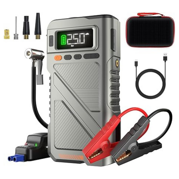 12V 150PSI 6000A Car Battery Jump Starter With Air Compressor
