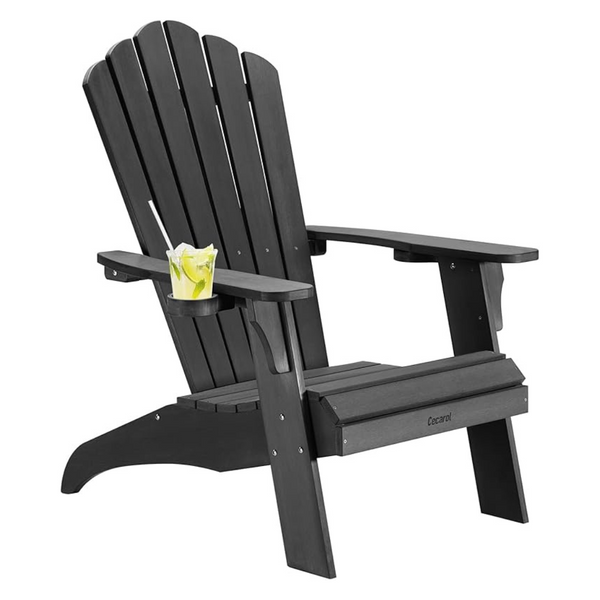 Weather Resistant Oversized Adirondack Patio Chair W/ Cup Holder