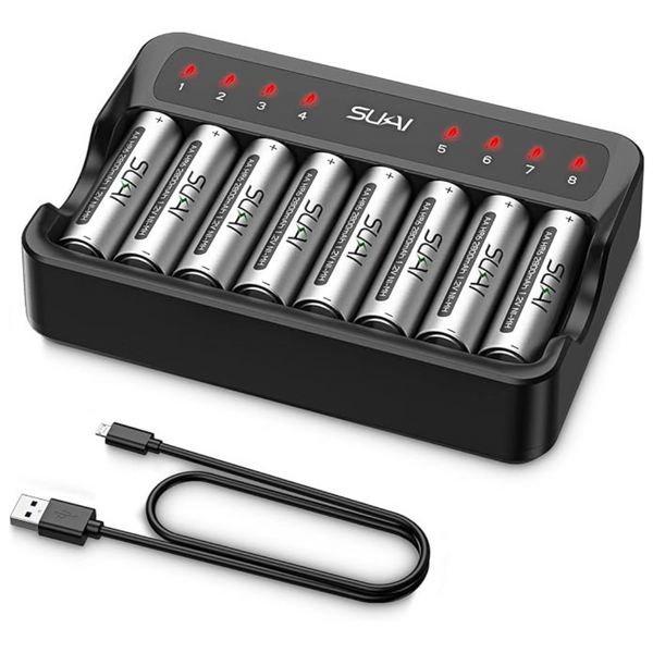8-Count 2800mAh Rechargeable AA (Or AAA) Batteries With Charger