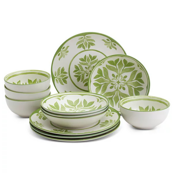 Tabletops Unlimited Bristol Green 12 Piece Dinnerware Set, Service For 4