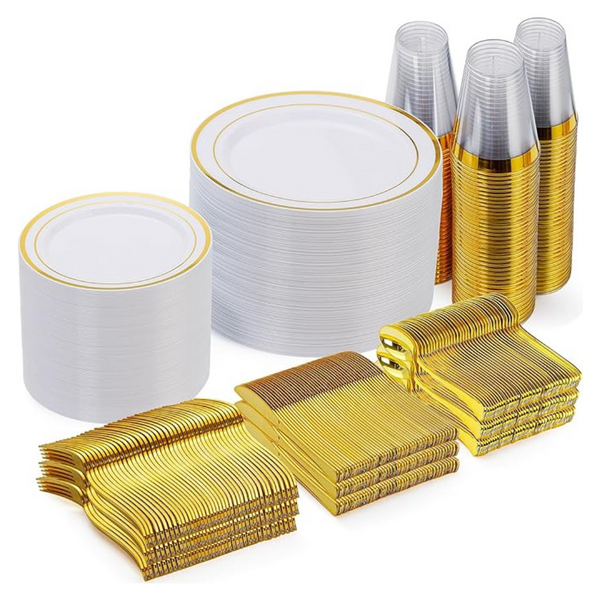 600-Pieces Plastic Disposable Dinnerware Set (Service For 100)