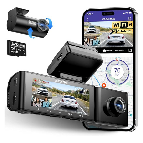 M590 2.5K WiFi 6 GPS 3-Channel Dash Camera For Cars