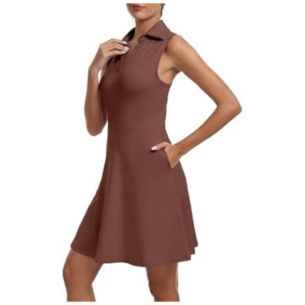 Women's V-Neck Golf Tennis Dress With Shorts