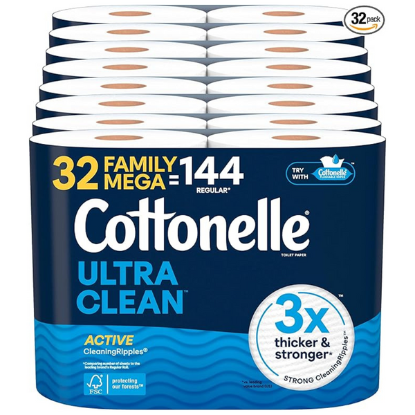 32-Count Cottonelle Family Mega Rolls Toilet Paper (Ultra Clean Or Ultra Comfort)