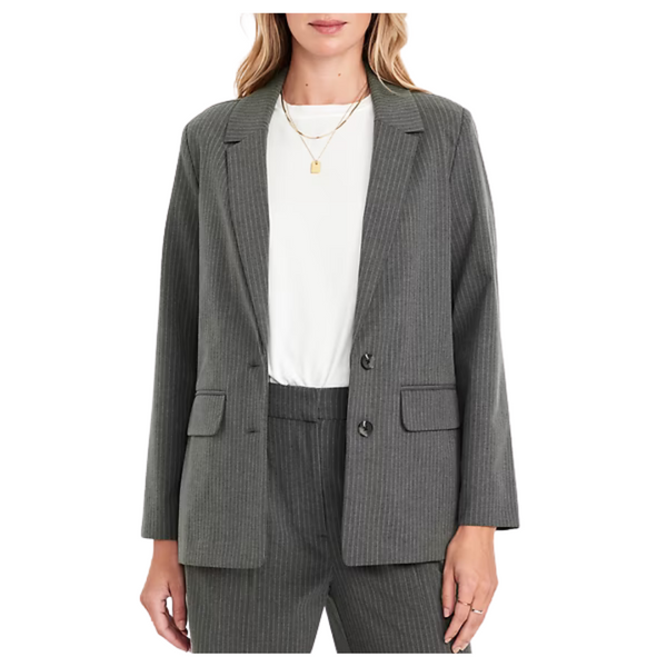 Old Navy Women's Relaxed Twill Blazer (Gray stripe)