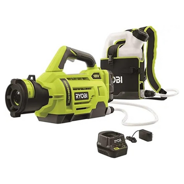 RYOBI ONE+ 18-Volt Lithium-Ion Cordless Electrostatic Sprayer With 2 2.0 Ah Battery And Charger