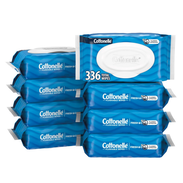 Cottonelle Fresh Feel Flushable Wet Wipes (8 Flip-Top Packs, 42 Wipes Per Pack = 336 Total Wipes)