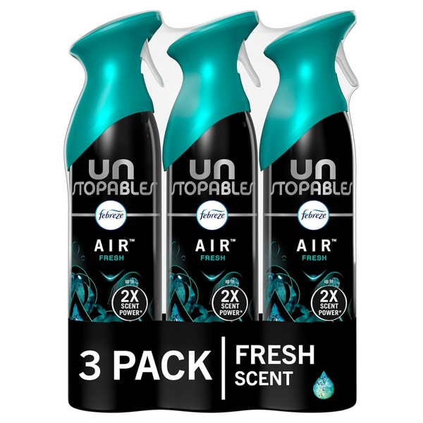 Febreze Air Mist Air Freshener Spray, Unstopables Fresh Scent (8.8oz, 3 Count)