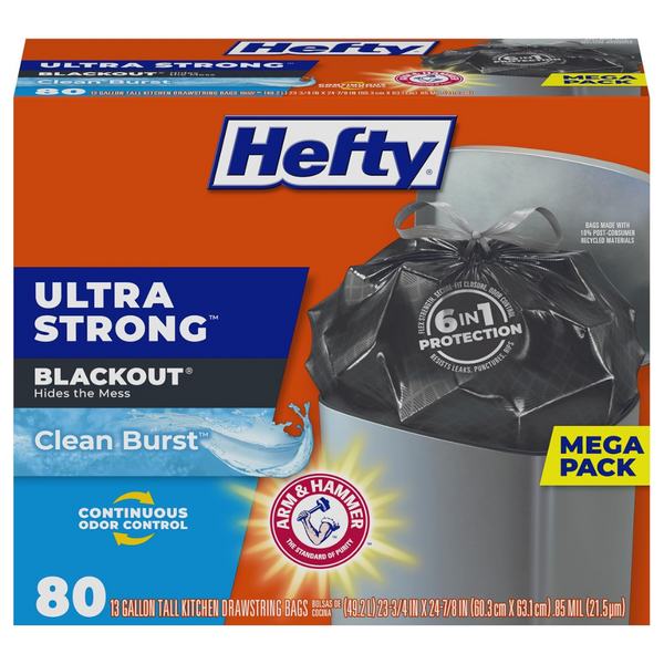 80-Count Hefty Ultra Strong 13 Gallon Trash Bags (4 Colors)