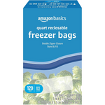 120-Count Amazon Basics Zippered Stand & Fill Freezer Quart Bags
