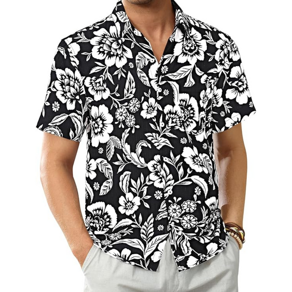 Men's Short Sleeve Floral Button Down Tropical Hawaiian Shirts
