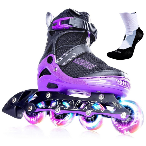 Kids Adjustable Inline Skates With Full Light Up Wheels (Various)