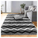 4x6 ft Fuzzy Plush Shag Striped Washable Area Rug