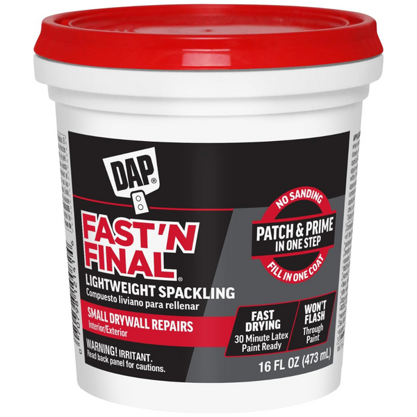 Dap 12141 Fast'N Final Spackling Interior And Exterior White (16 Fl Oz)