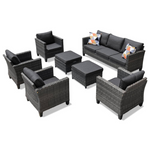 7-Piece OVIOS New Vultros Gray Wicker Patio Conversation Seating Set