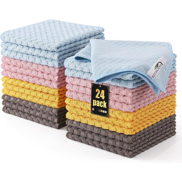 24-Pack Kitinjoy Soft & No Lint 12" x12" Microfiber Cleaning Cloth