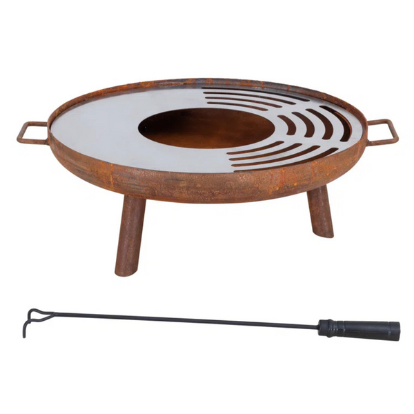 Sunjoy 28" Outdoor Steel Wood Burning Patio Rusic Fire Pits