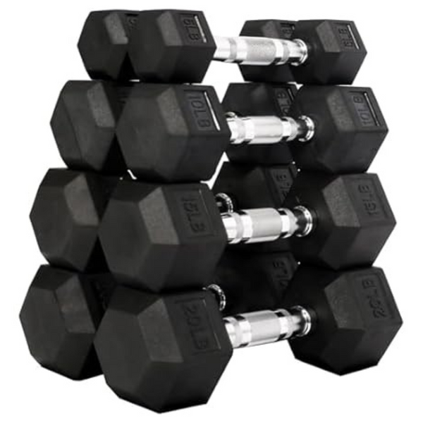 Fitvids Rubber Encased Hex Dumbbell, Including 5, 10, 15, 20LB Pairs