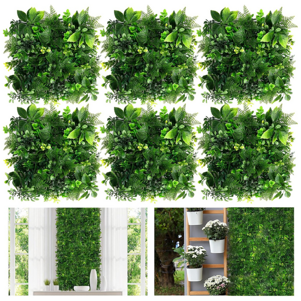 6-Pack Artificial Dense Grass Wall Panels (10" x 10")