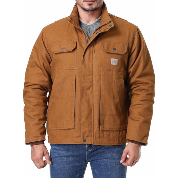 Men's Quilted Flannel Lined Waterproof Work Coat