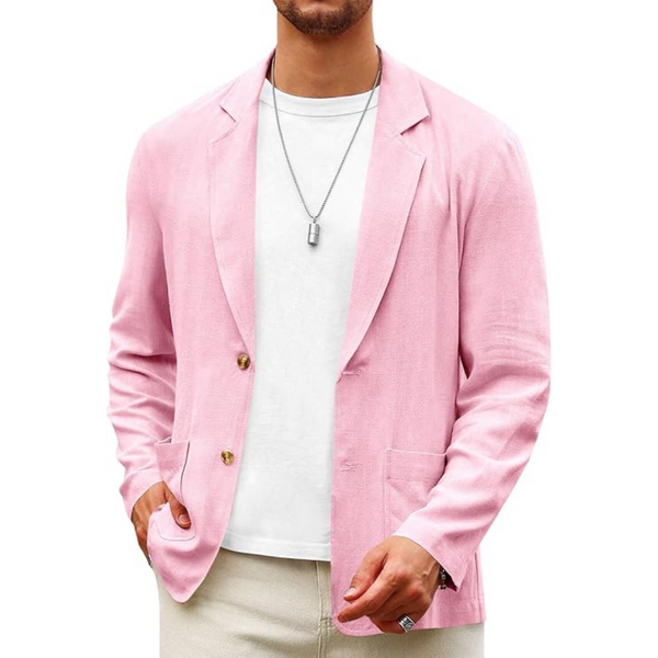Runcati Men's Casual Linen Two Button Slim Fit Lightweight Jacket