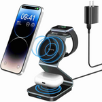 3-in-1 minum Alloy Mag Safe Wireless Charging Station w/Cable & Adapter