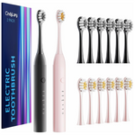 2-Pack 5-Modes Electric Toothbrush Set w/12 Brush Heads