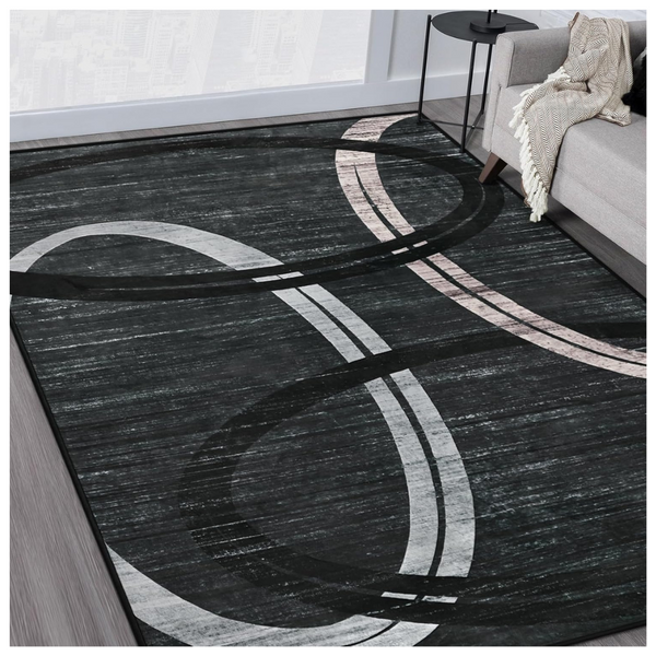 4x6 ft Modern Wavy Oval Design Carpet