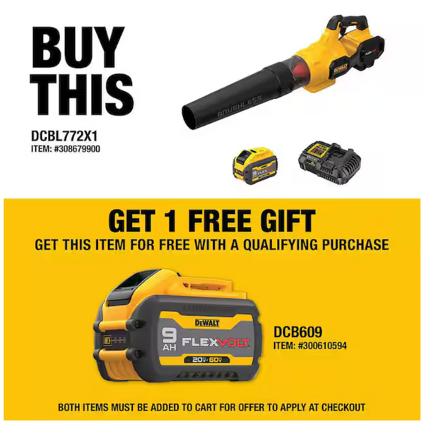 Dewalt Cordless Blower W/3Ah Battery & Charger + 9.0Ah Battery