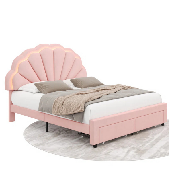 Wade Logan Full Burlyn Upholstered LED Bed Frame With Drawer