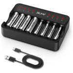 SUKAI 8 Bay Smart Battery Charger With 8-Pack Rechargeable Batteries