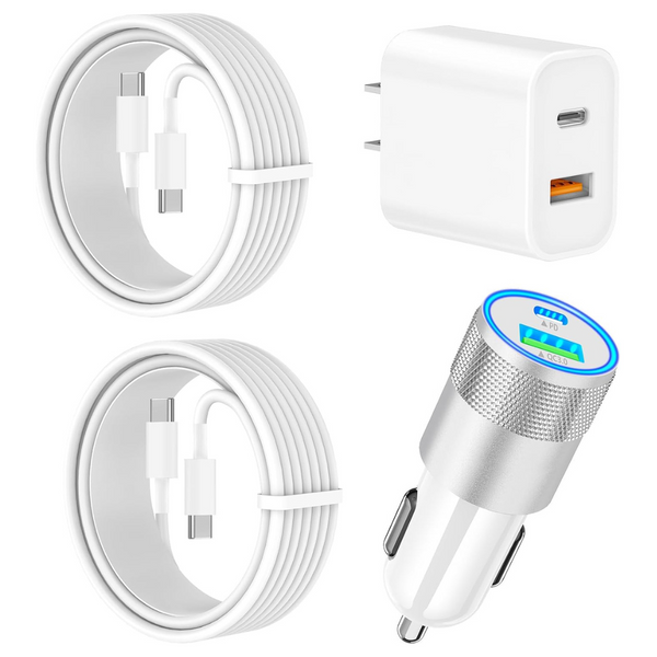 66W USB-C Car Charger +20W Wall Adaptor +2 Cable