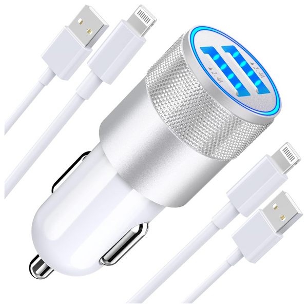 iPhone 4.8A Dual Fast Car Lighter Charger & 2 Cables