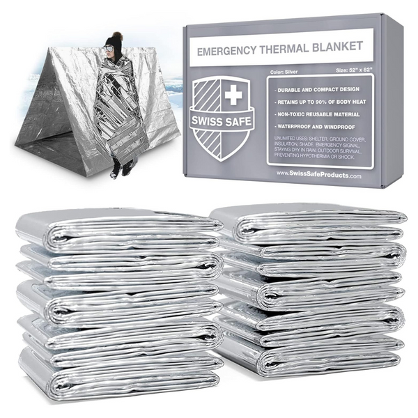 75-Pack Swiss Safe Premium Emergency Mylar Thermal Blankets