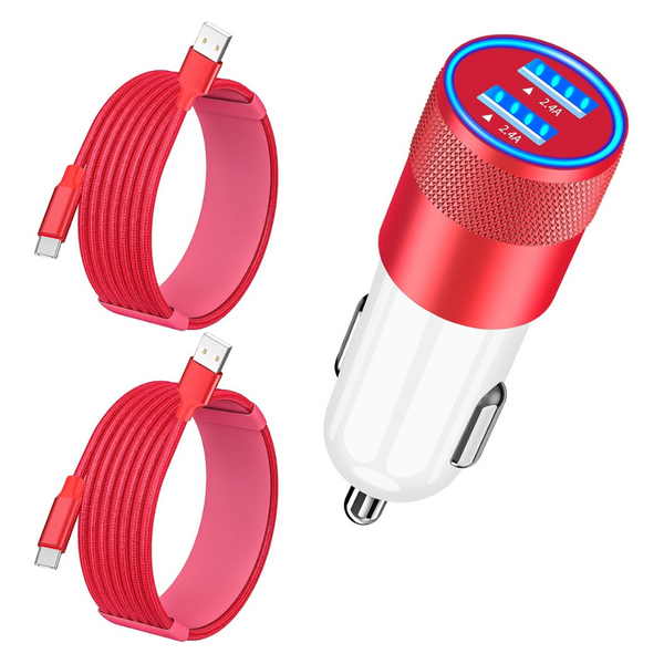 4.8A Dual USB Car Lighter Charger & 2 Cables