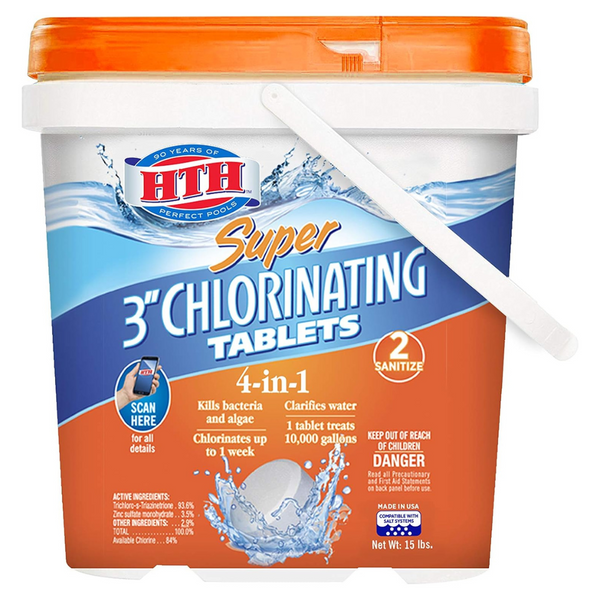 HTH 42038 Super 3" Chlorinating Tablets Swimming Pool Chlorine, 15 lbs