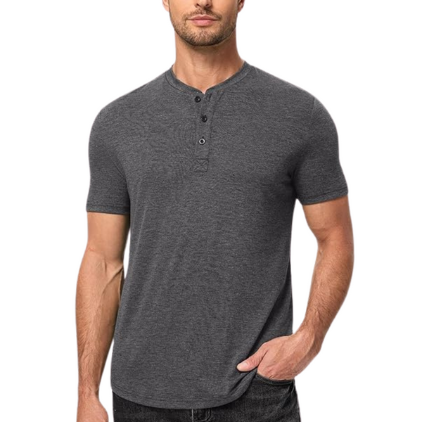 Men's Short Sleeve Basic Soft Stretch Button Longline T-Shirt (various)