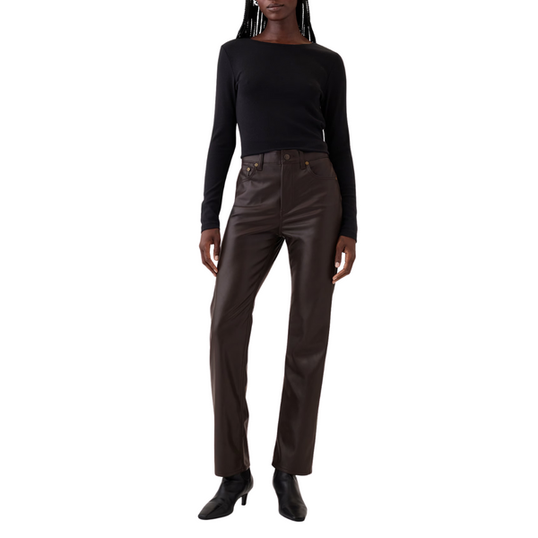 GAP Women's High Rise Recycled Vegan Leather 90s Straight Pants
