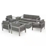 7-Piece Aluminum Outdoor Patio Fire Pit Conversation Set