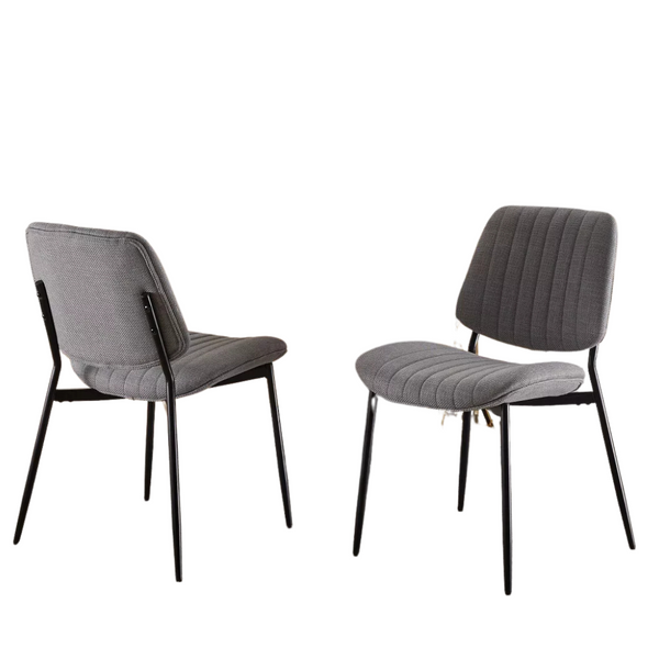 Set Of 2 ModernLuxe Armless Chair W/Back, Upholstered Seat And Metal Legs