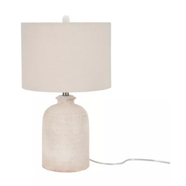 Nourison 24" White Textured Terracotta Table Lamp