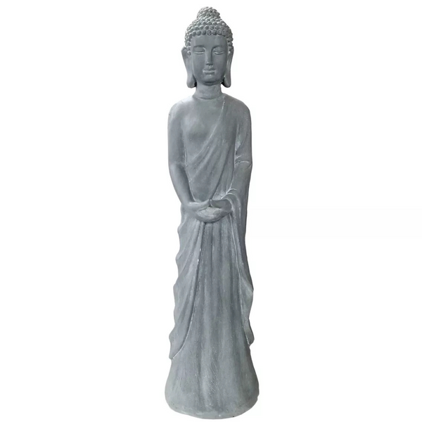 Alpine 32" Tall Cement Standing Buddha Outdoor Garden Statue