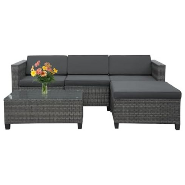 5-Piece Patio Weather Resistant Sectional Furniture Set (Grey)