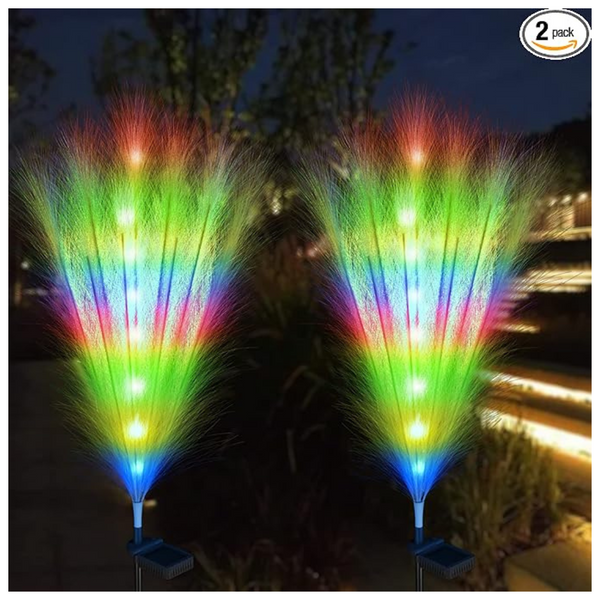 2-Pack Waterproof 2.8FT Artificial Flowers Solar Garden Lights