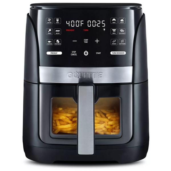 6-Qt Gourmia Digital Window Air Fryer With 12 Presets & Cooking Black
