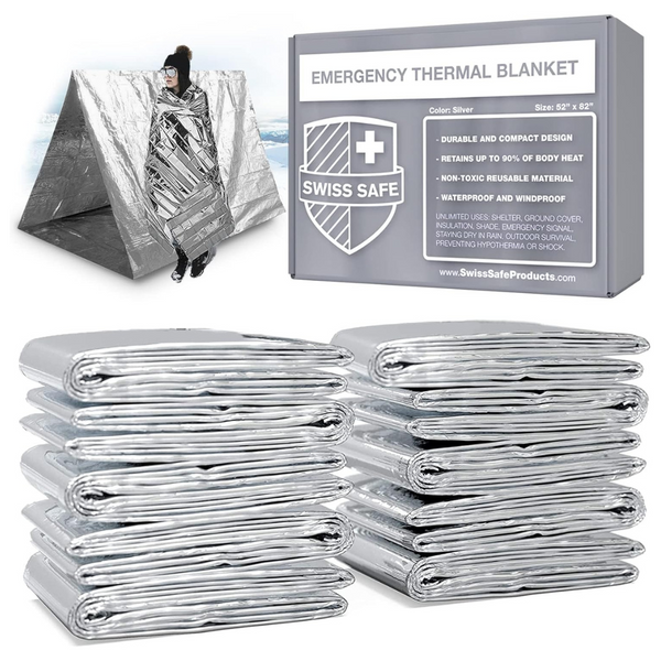 75-Pack Swiss Safe Premium Emergency Mylar Thermal Blankets