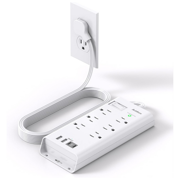 6 Outlet 4 USB Ports Surge Protector Power Strip w/ 5ft Extender Strip